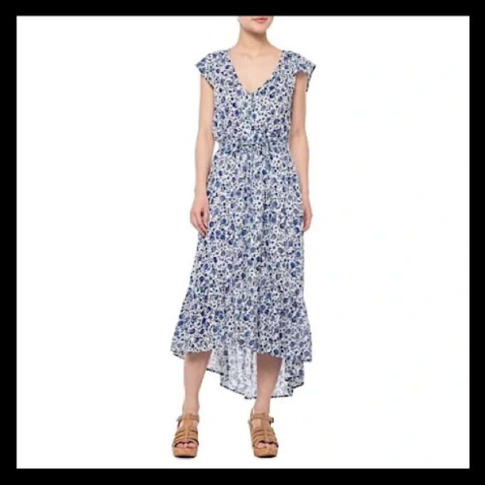 Lucky Brand Felice Blue Floral Midi Dress -Medium